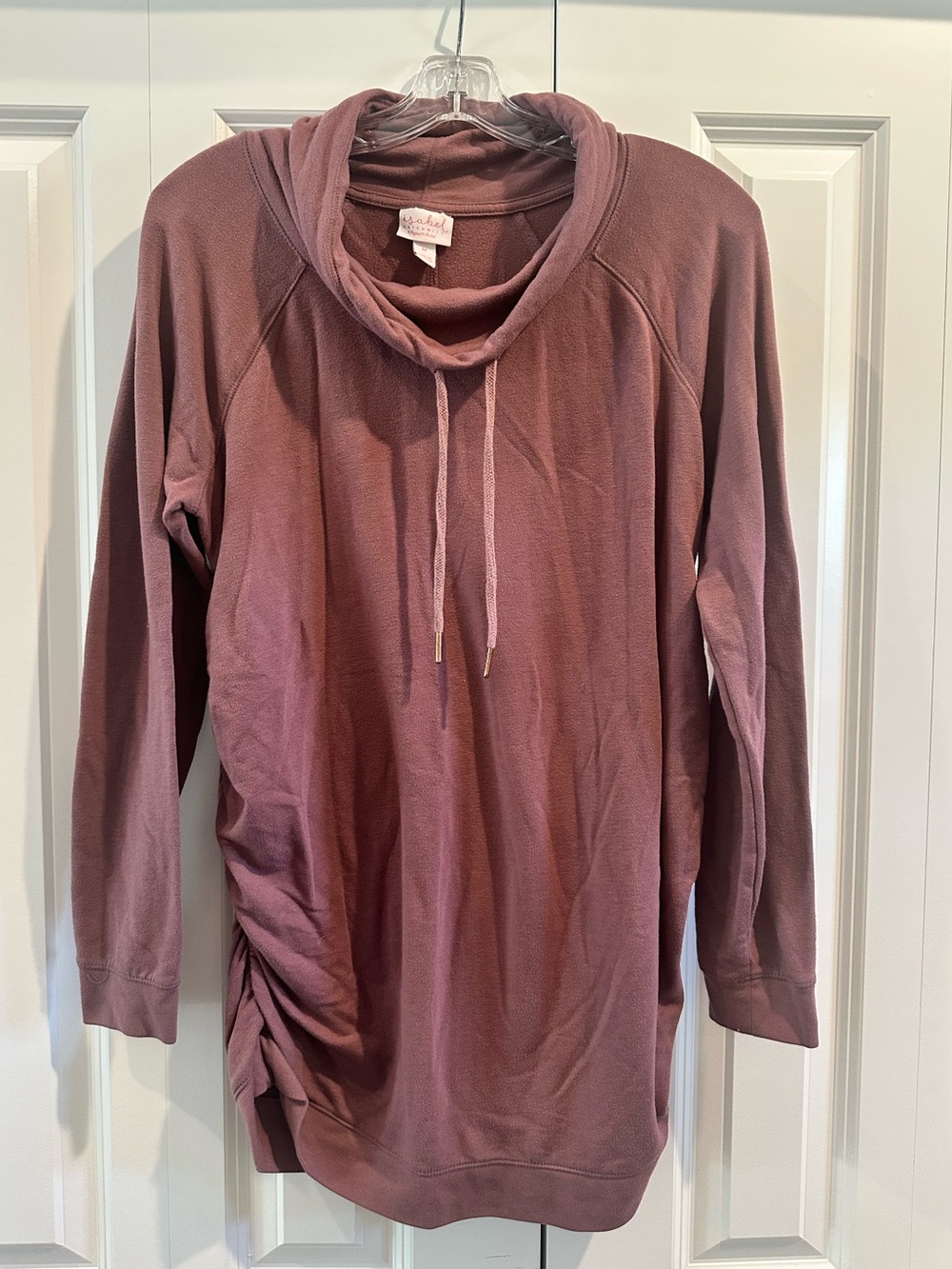 Cozy Cowl Neck Maternity Pullover in Purple